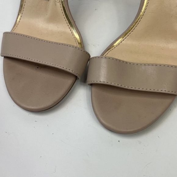 Michael Kors Tan Sascha Sandal Heels Size 8 Block Heel Ankle Strap - Picture 3 of 8